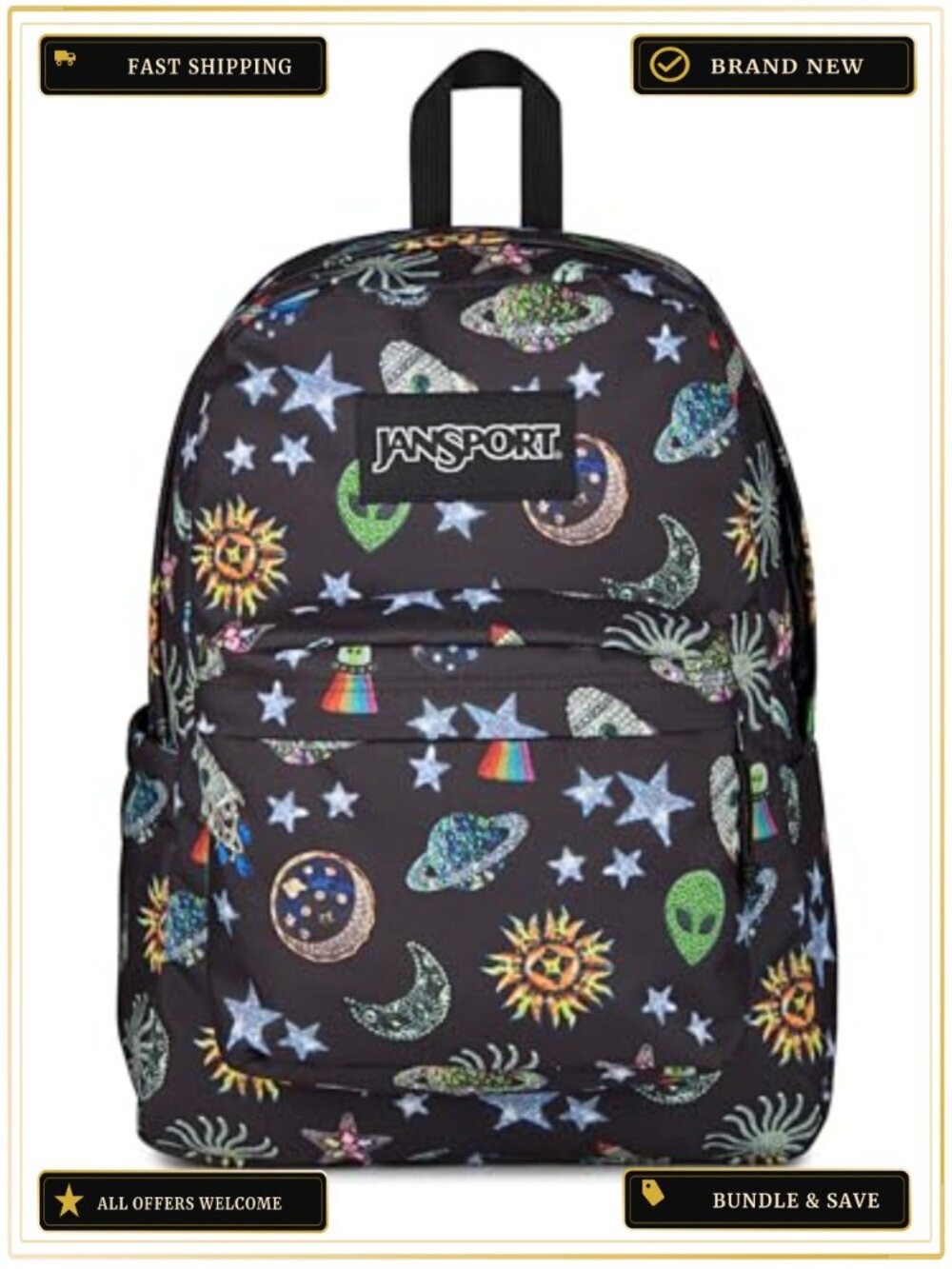 JanSport SuperBreak Plus Backpack 15-Inch Laptop Sleeve Galaxy Glam